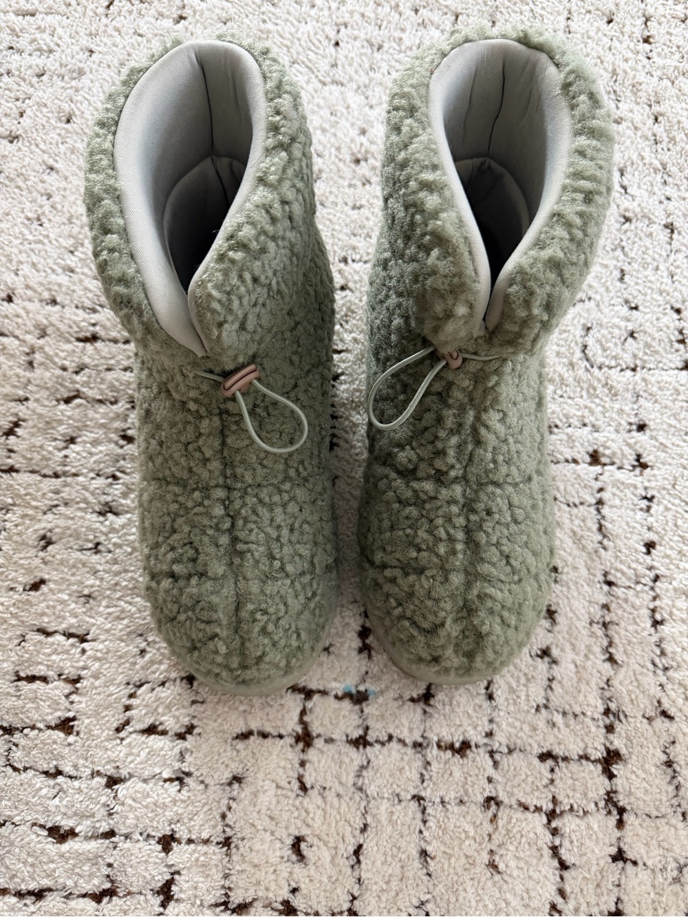 Plush Sherpa Booties in Sage Green